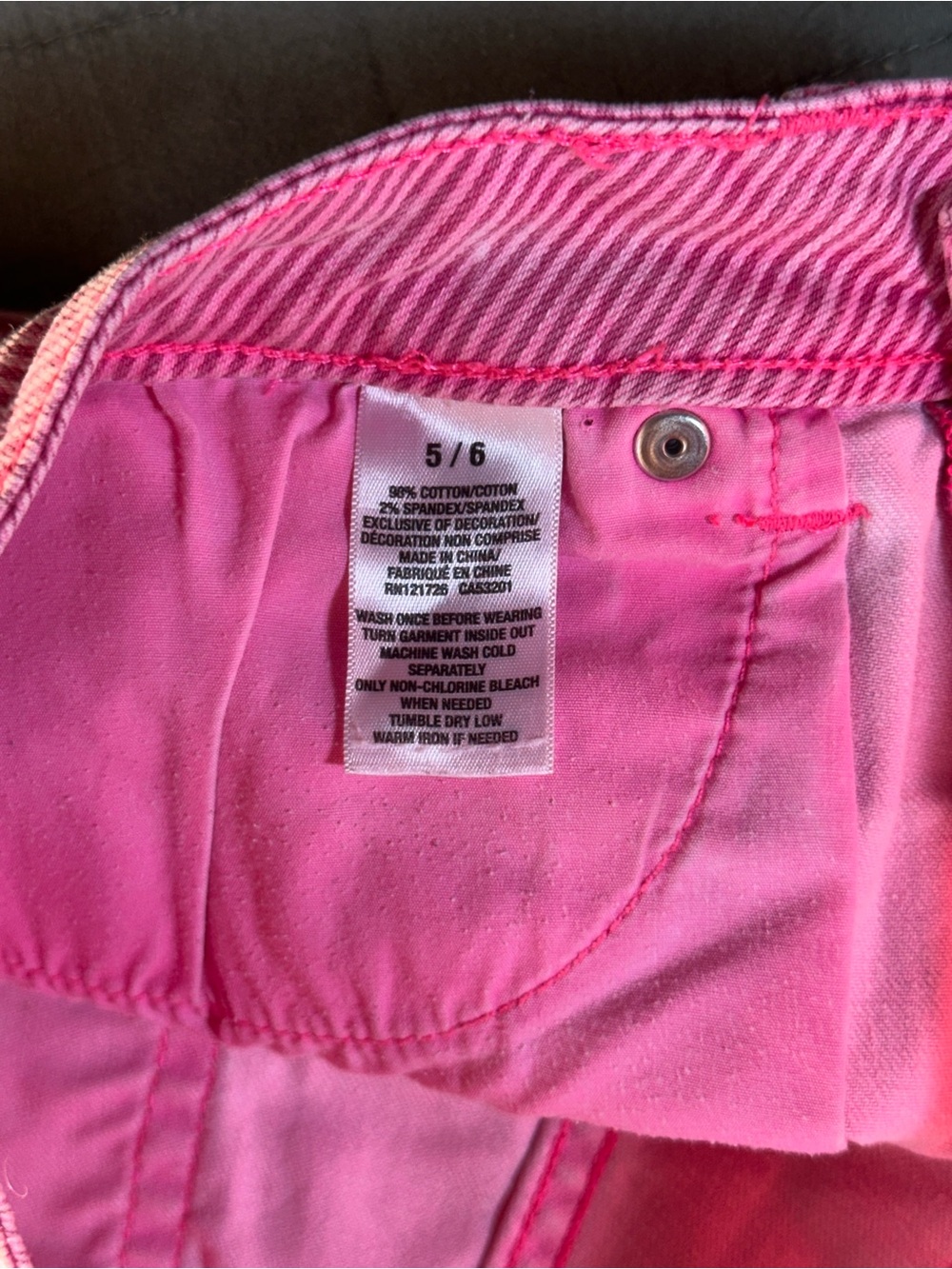 Vintage Y2K Aéropostale Pink Striped Low Rise Micro Denim Shorts Size 5/6 - Picture 5 of 13
